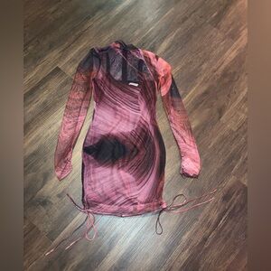 By egreis Sheer purple and Pink Long Sleeve short dress size Xs